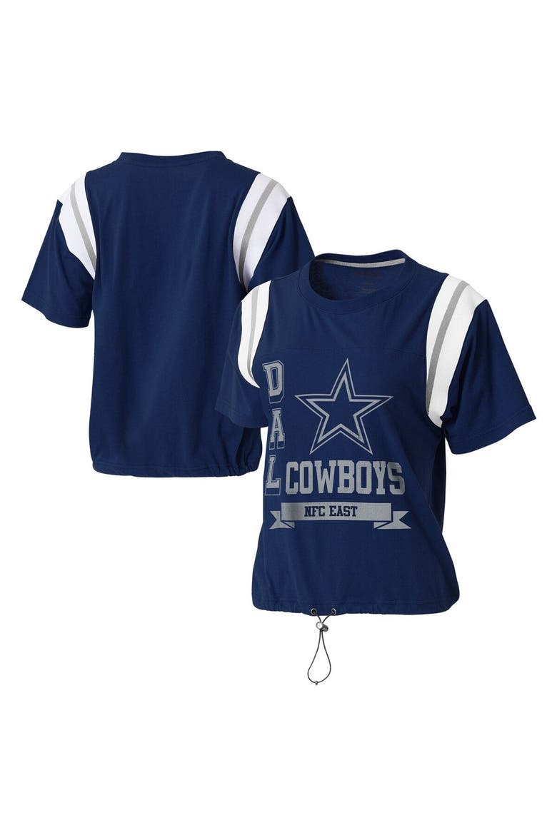 Women's WEAR by Erin Andrews Navy Dallas Cowboys Cinched Colorblock T-Shirt, Main, color, Navy