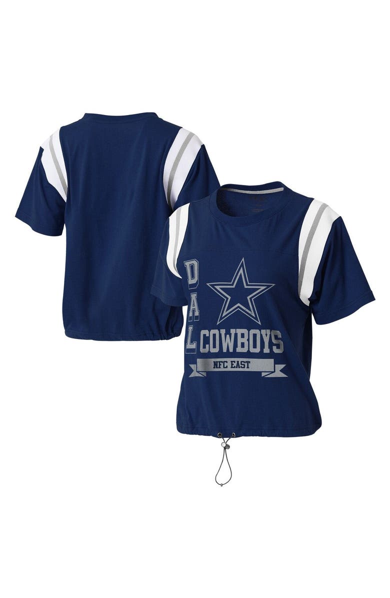 WEAR by Erin Andrews Women's WEAR by Erin Andrews Navy Dallas Cowboys Cinched Colorblock T-Shirt, Main, color, Navy
