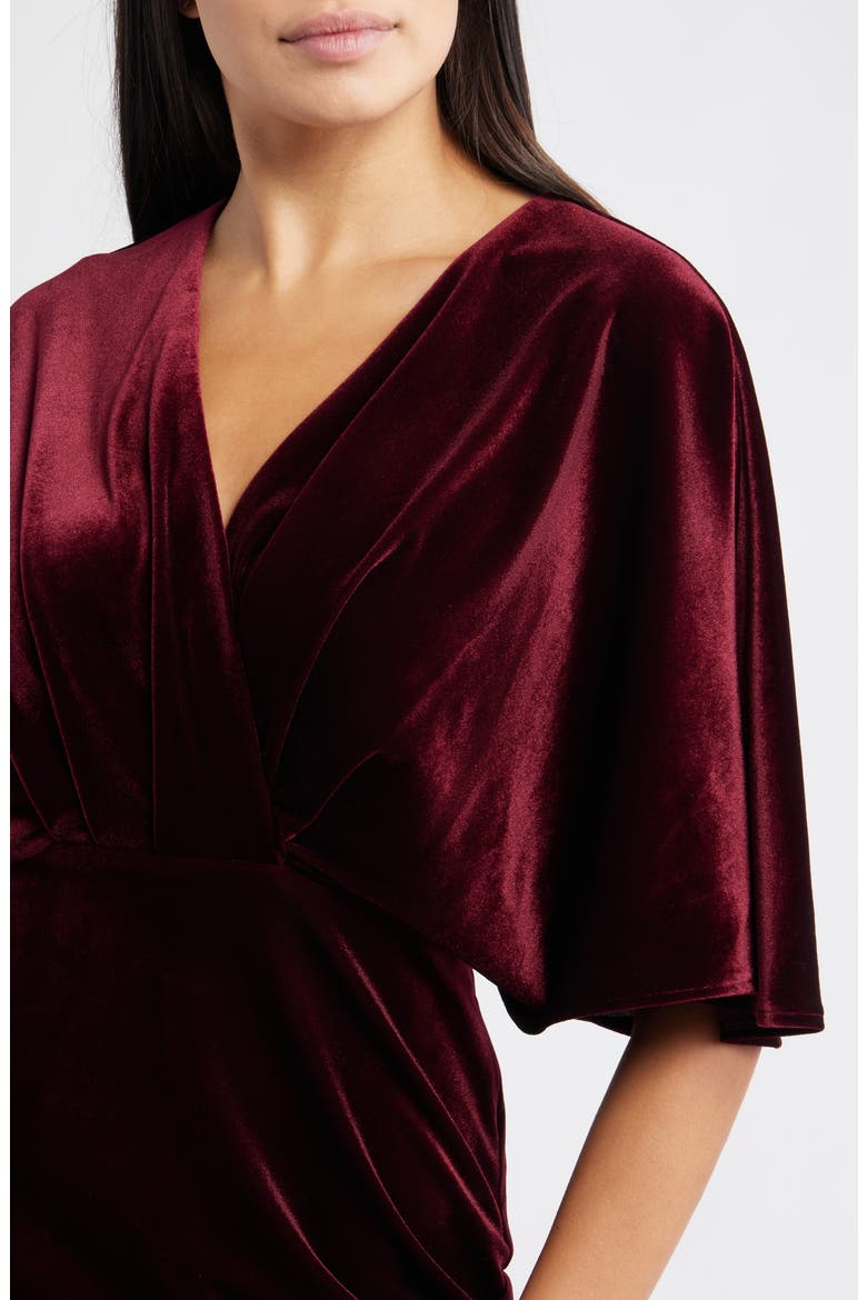 Dolman Sleeve Velvet Sheath Dress, Alternate, color, WINE