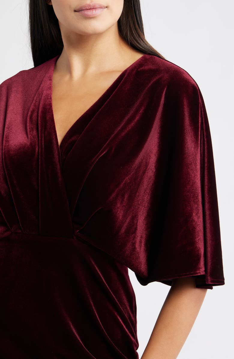 Eliza J Dolman Sleeve Velvet Sheath Dress, Alternate, color, Wine