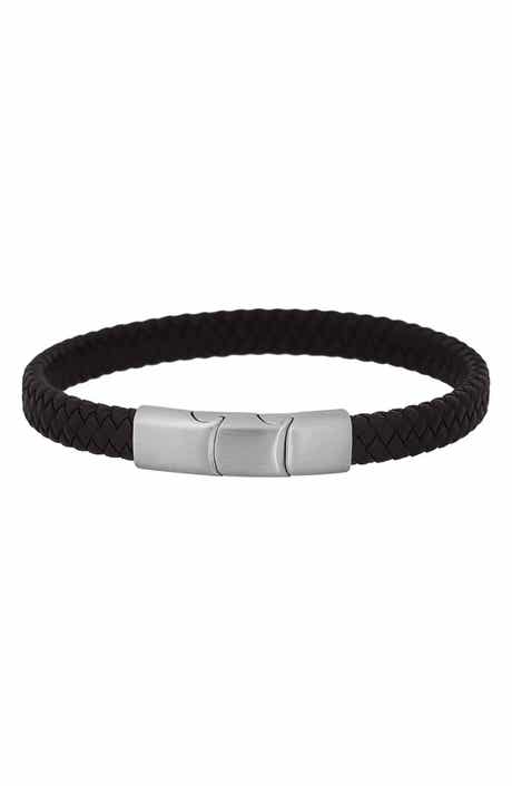GEOFFREY BEENE Men's Woven Leather Bracelet