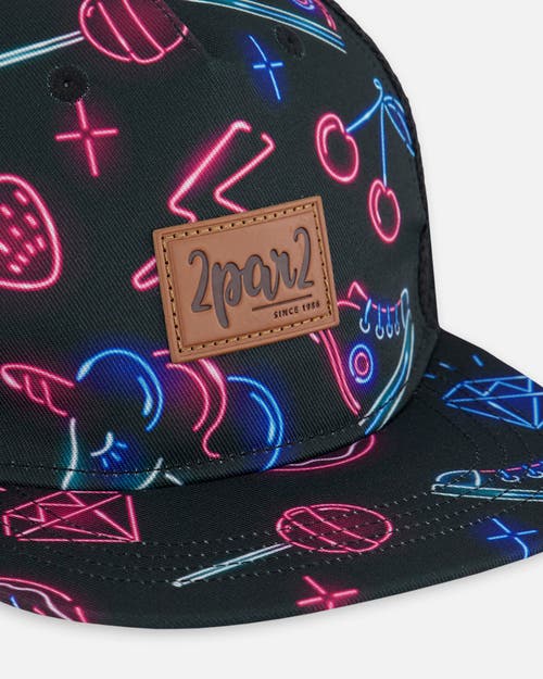 Deux Par Deux Baby Girl's Printed Cap Black And Blue And Pink Items In Black And Blue And Pink Items