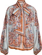 Zimmermann Aster Paisley Scarf Tie Silk Shirt