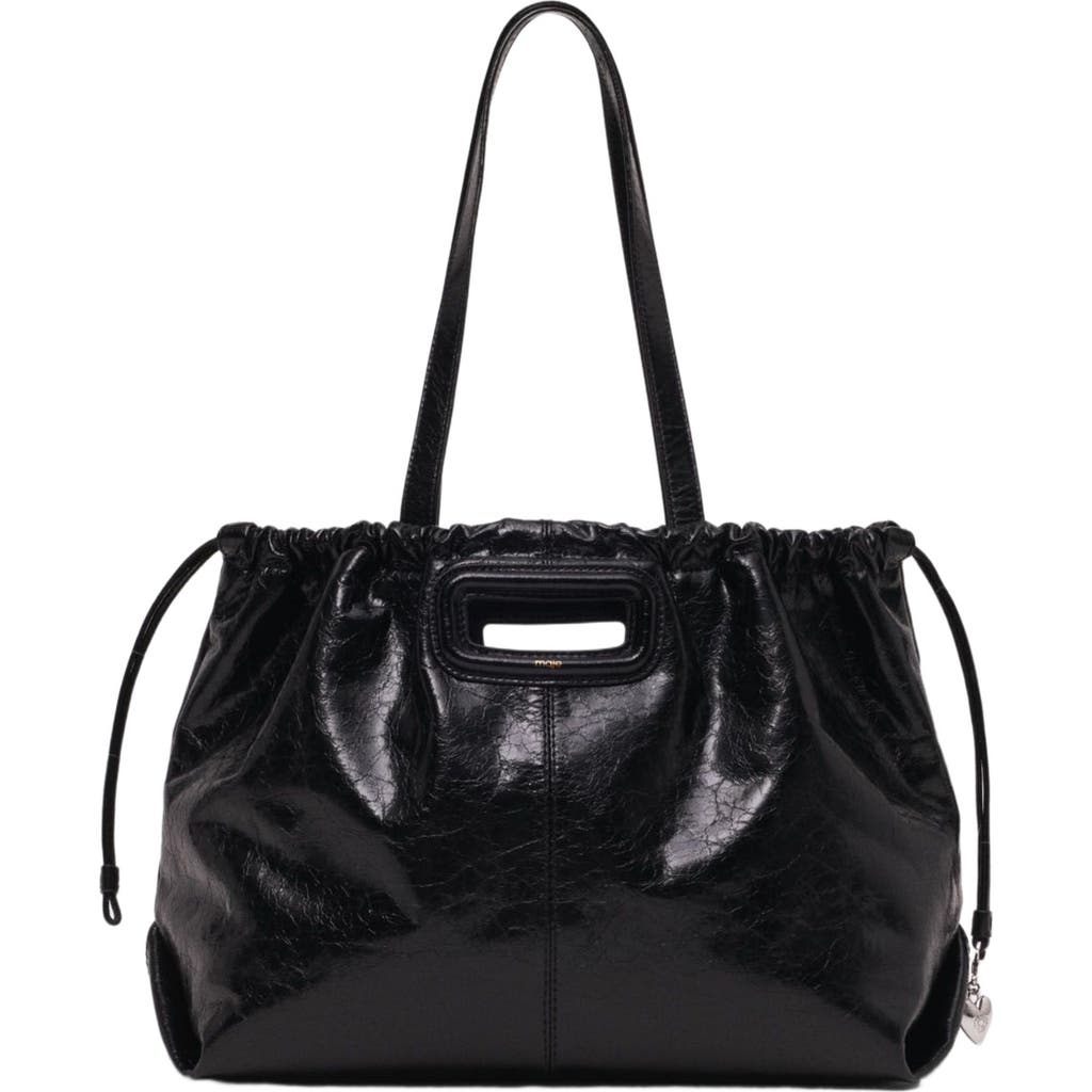 Maje Crackled Miss M Tote Bag In Black