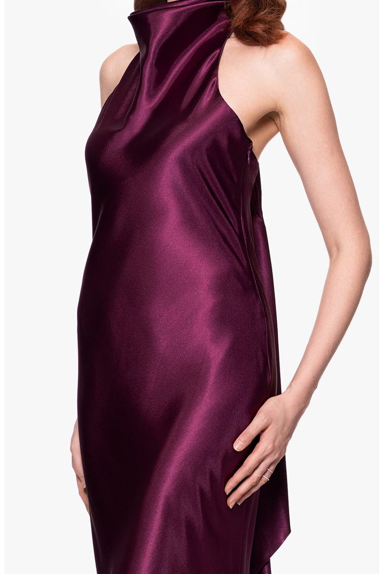Halter Charmeuse Gown, Alternate, color, PLUM