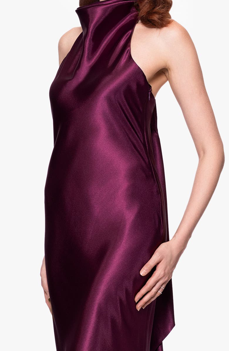Betsy & Adam Halter Charmeuse Gown, Alternate, color, Plum