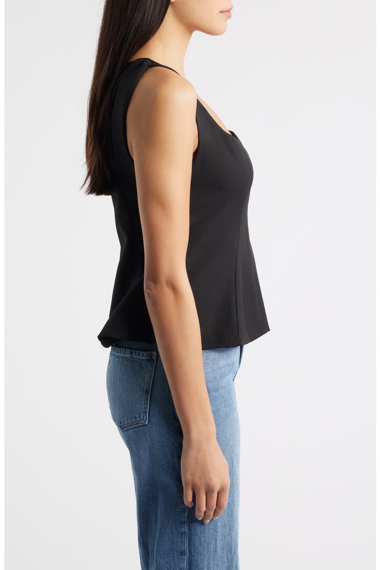 Maron Square Neck Sleeveless Peplum Top, Alternate, color, BLACK
