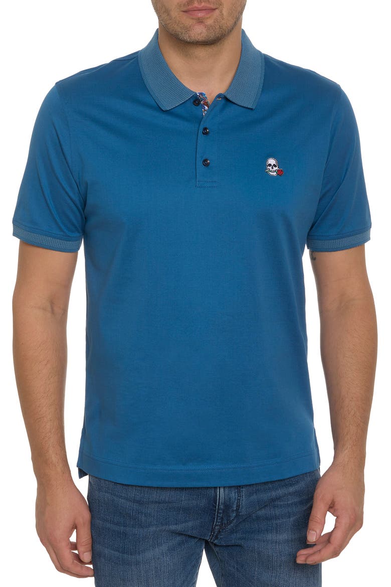Archie 2 Skull Appliqué Polo, Main, color, INDIGO