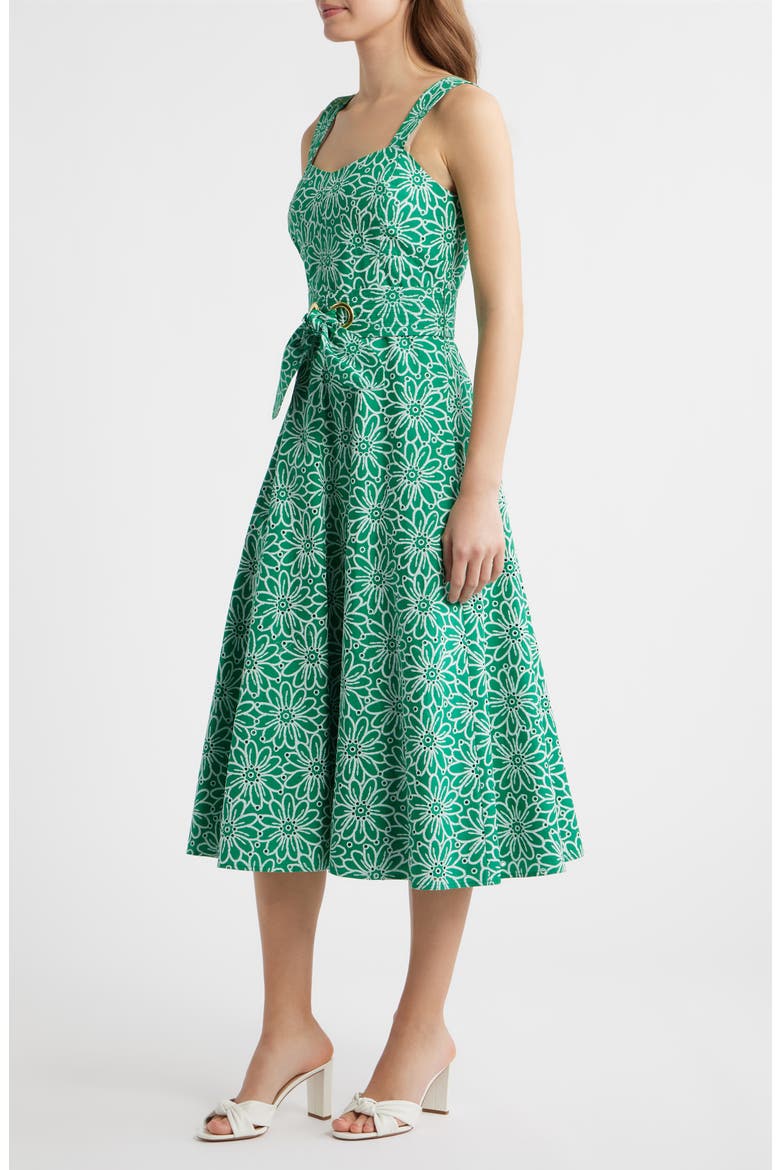 Floral Print Midi Dress, Alternate, color, PARAKEET GREEN
