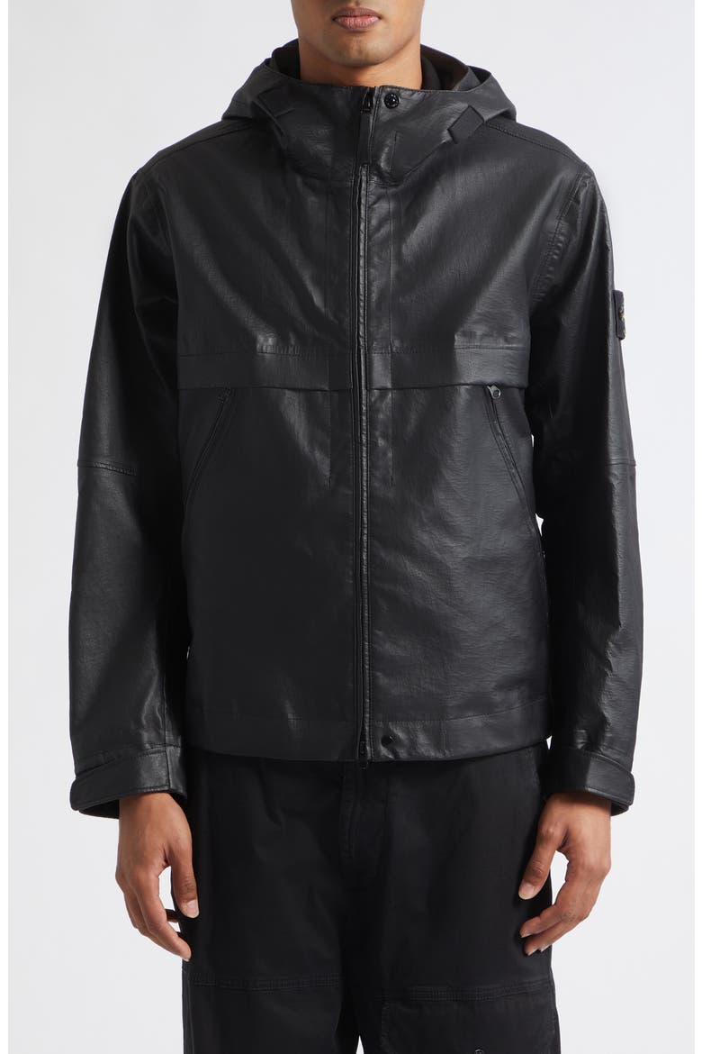 Hooded Lambskin Leather Jacket, Main, color, V0029 BLACK
