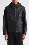 Stone Island Hooded Lambskin Leather Jacket