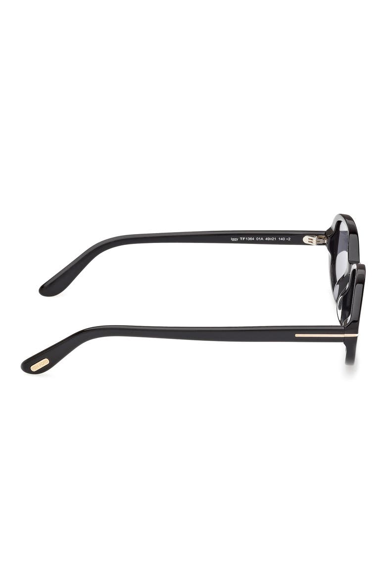 49mm Small Iggy Oval Sunglasses, Alternate, color, SHINY BLACK / SMOKE