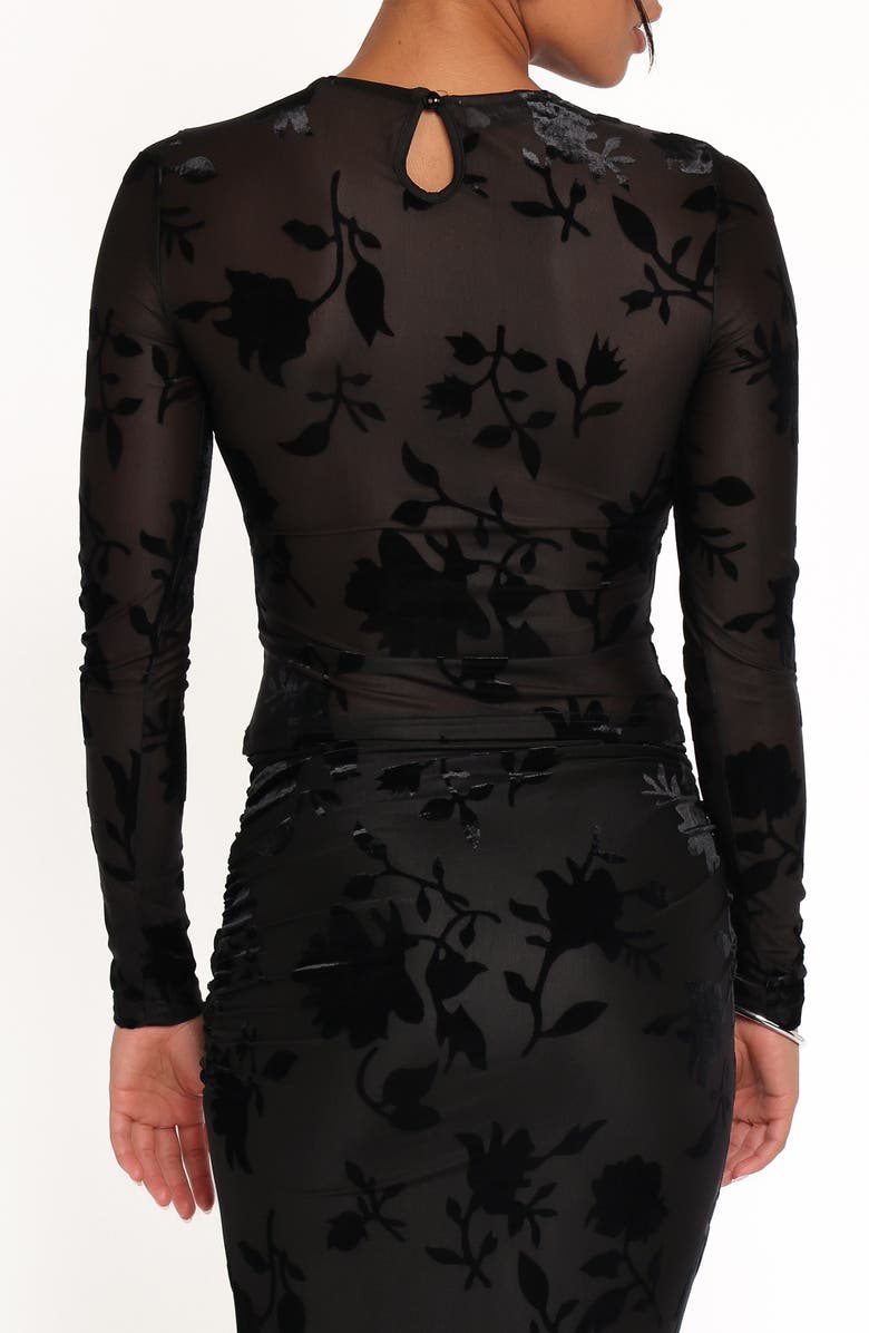 Petal & Pup Elani Velvet Burnout Long Sleeve Shirt, Alternate, color, Black