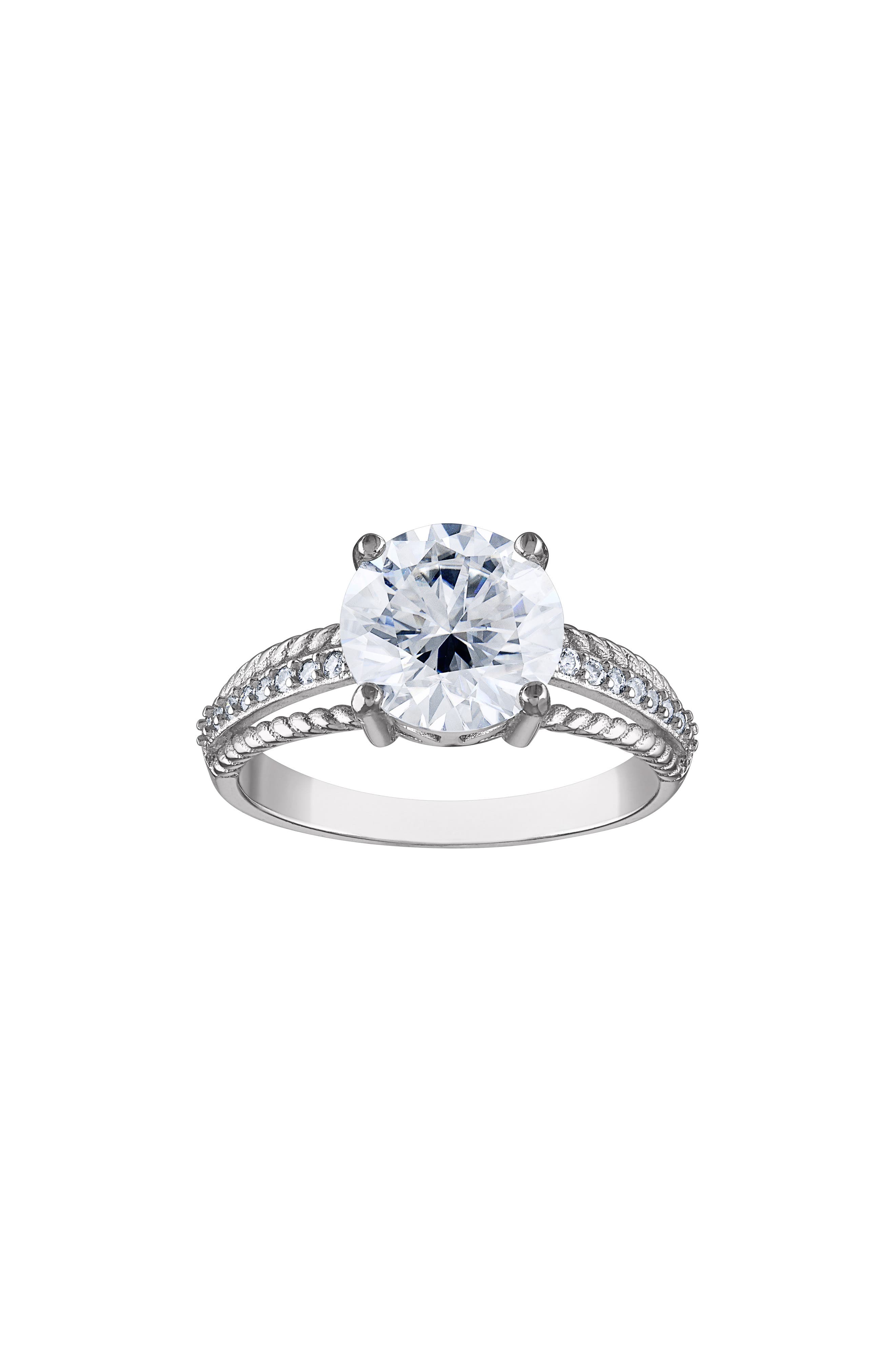 FZN Sterling Silver Created Moissanite Engagement Ring