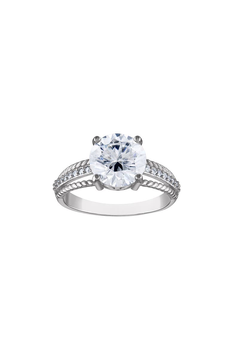Sterling Silver Created Moissanite Engagement Ring, Main, color, SILVER