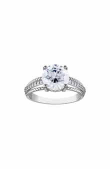 FZN Sterling Silver Created Moissanite Engagement Ring