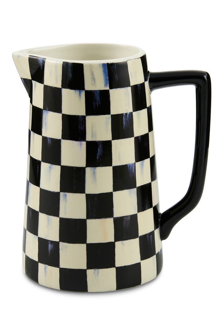Courtly Check Farmhouse Pitcher, Main, color, BLACK