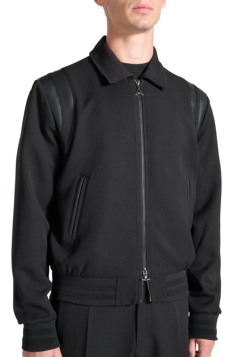 Manière De Voir Denis Tailored Varsity Jacket, Alternate, color, Black