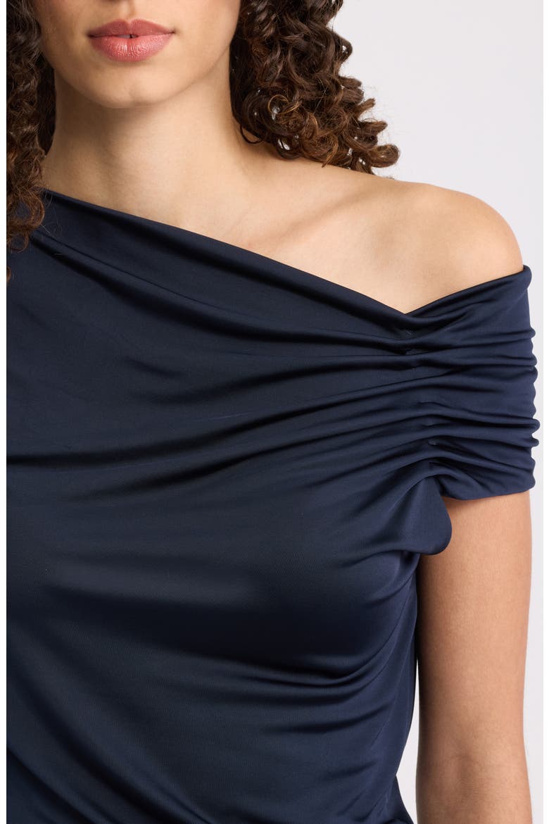Ejoia Ruched Off the Shoulder Top, Alternate, color, SKY CAPTAIN