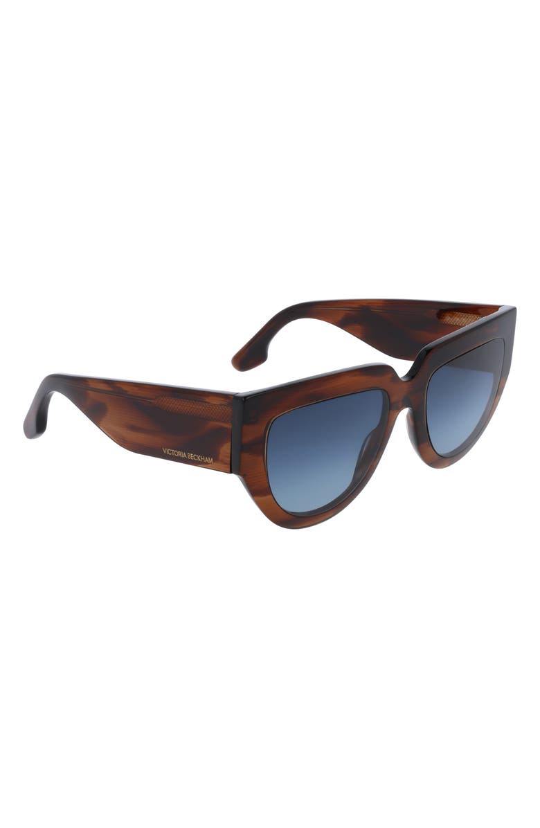 Victoria Beckham 53mm Classic Logo Tea Cup Sunglasses, Alternate, color, Brown Horn