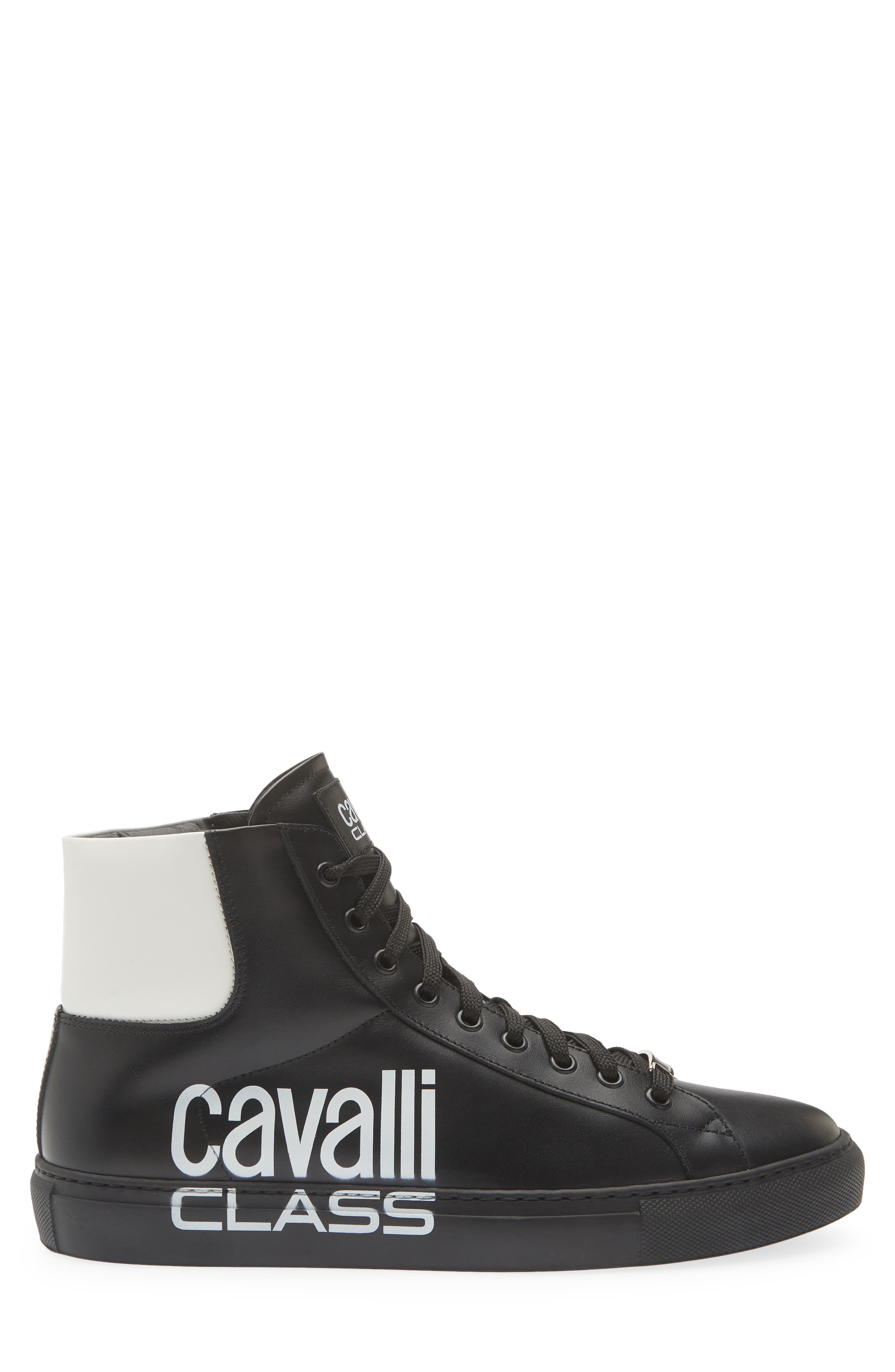 Roberto Cavalli Logo High Top Sneaker, Alternate, color, Black