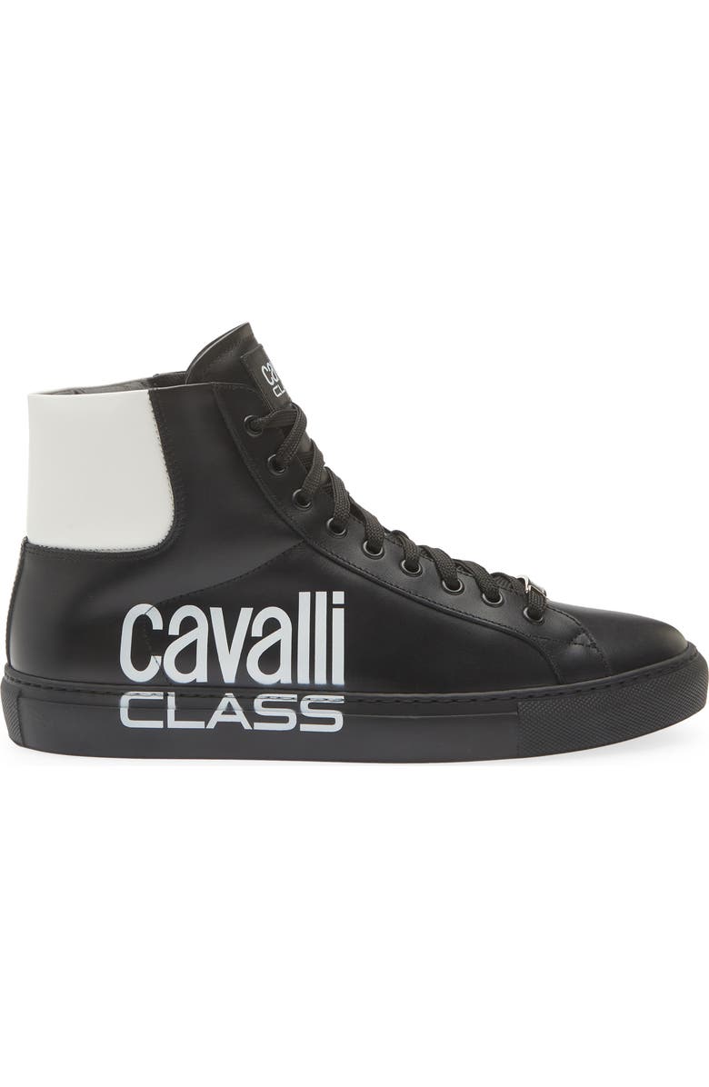 Roberto Cavalli Logo High Top Sneaker, Alternate, color, Black