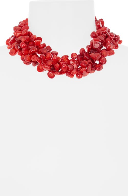 Kenneth Jay Lane Beaded Layered Collar Necklace In Red