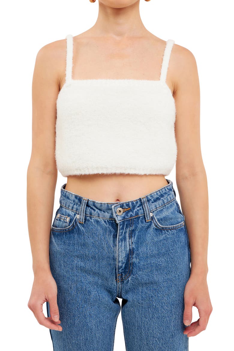 Fuzzy Crop Sweater Tank, Alternate, color, CREAM