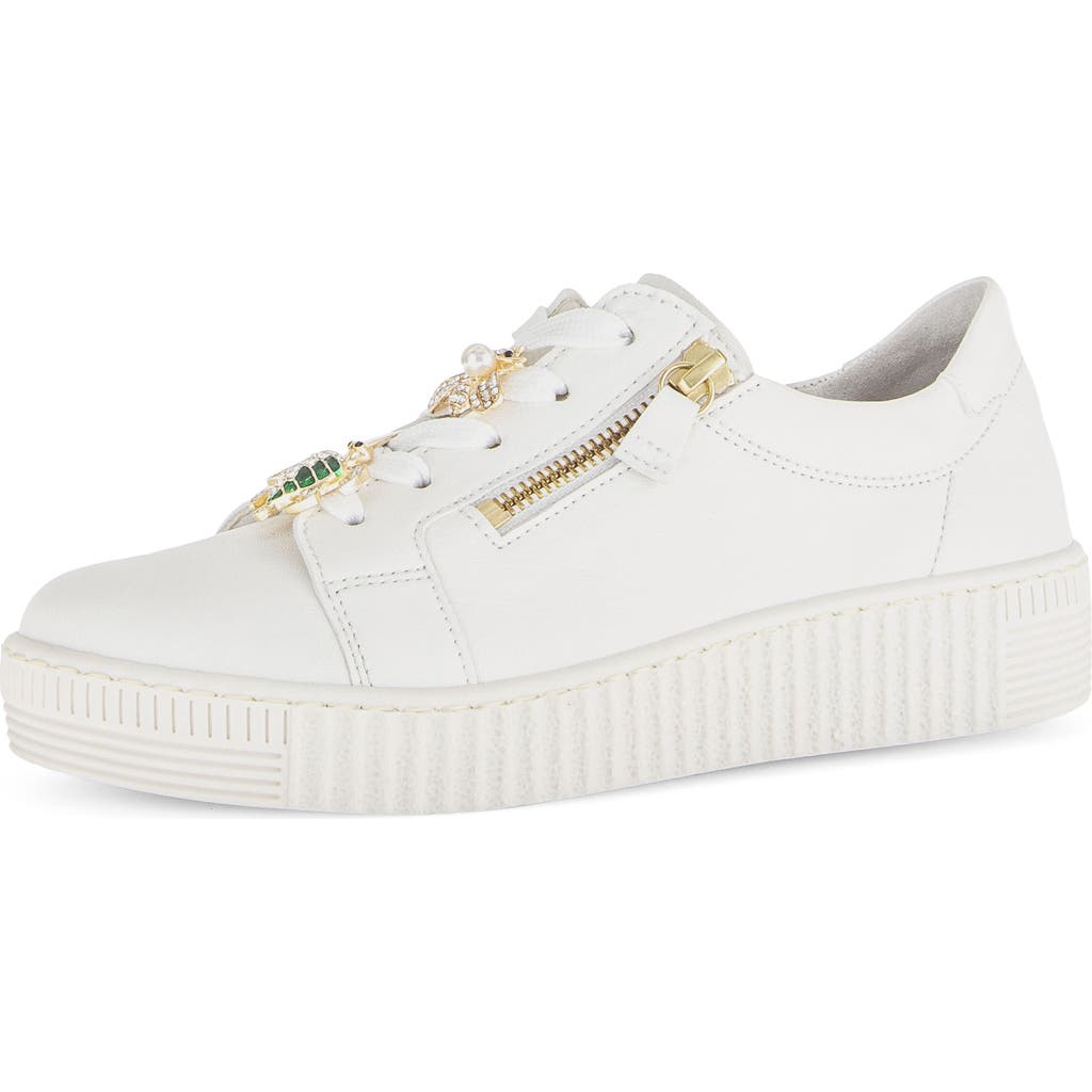 Gabor Embellished Low Top Sneaker In White