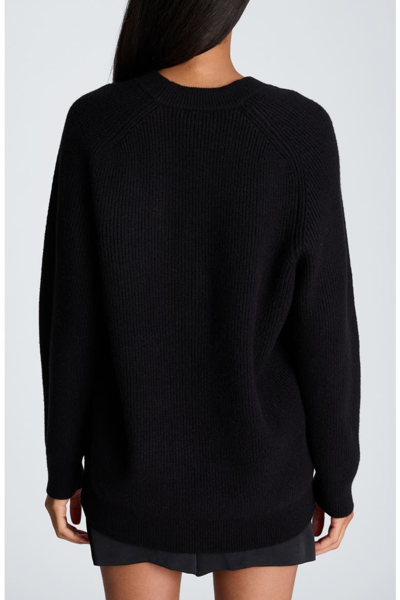 Oversized V Neck Raglan Sweater, Alternate, color, BLACK