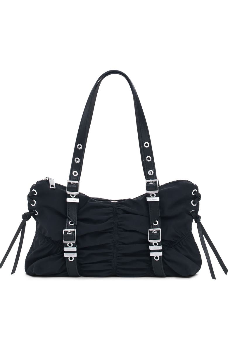 Desigual Ruched Shoulder Bag, Main, color, Black