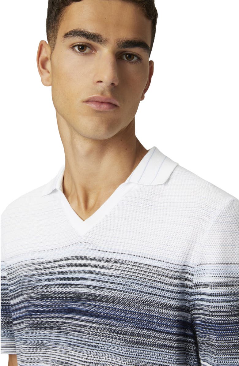 Missoni Honeycomb Cotton Knit Polo Shirt With Slub Detail, Alternate, color, White & Blue
