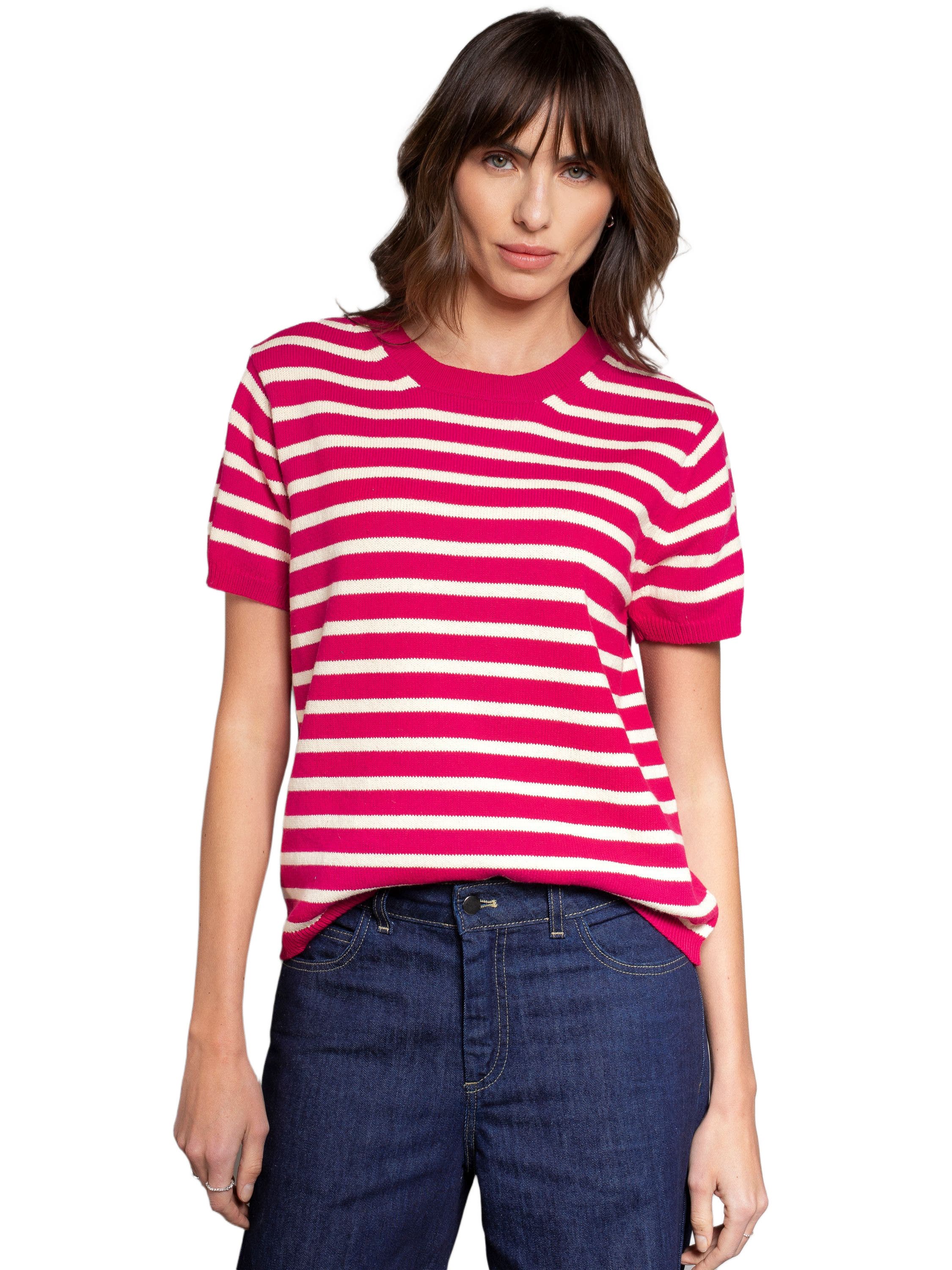 Striped Knitted Crew Neck Tee