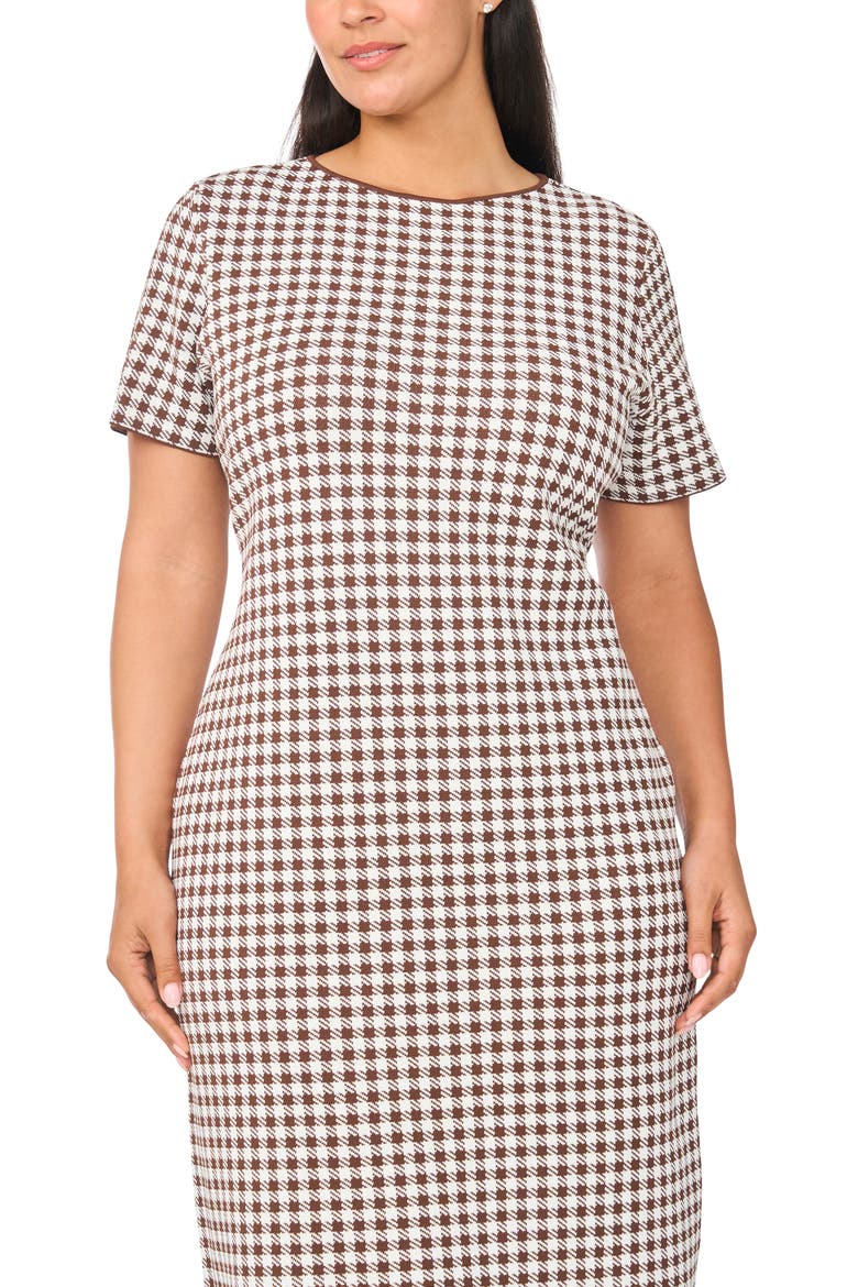 Gingham Boat Neck Midi Dress, Alternate, color, CHOCOLATE FUDGE