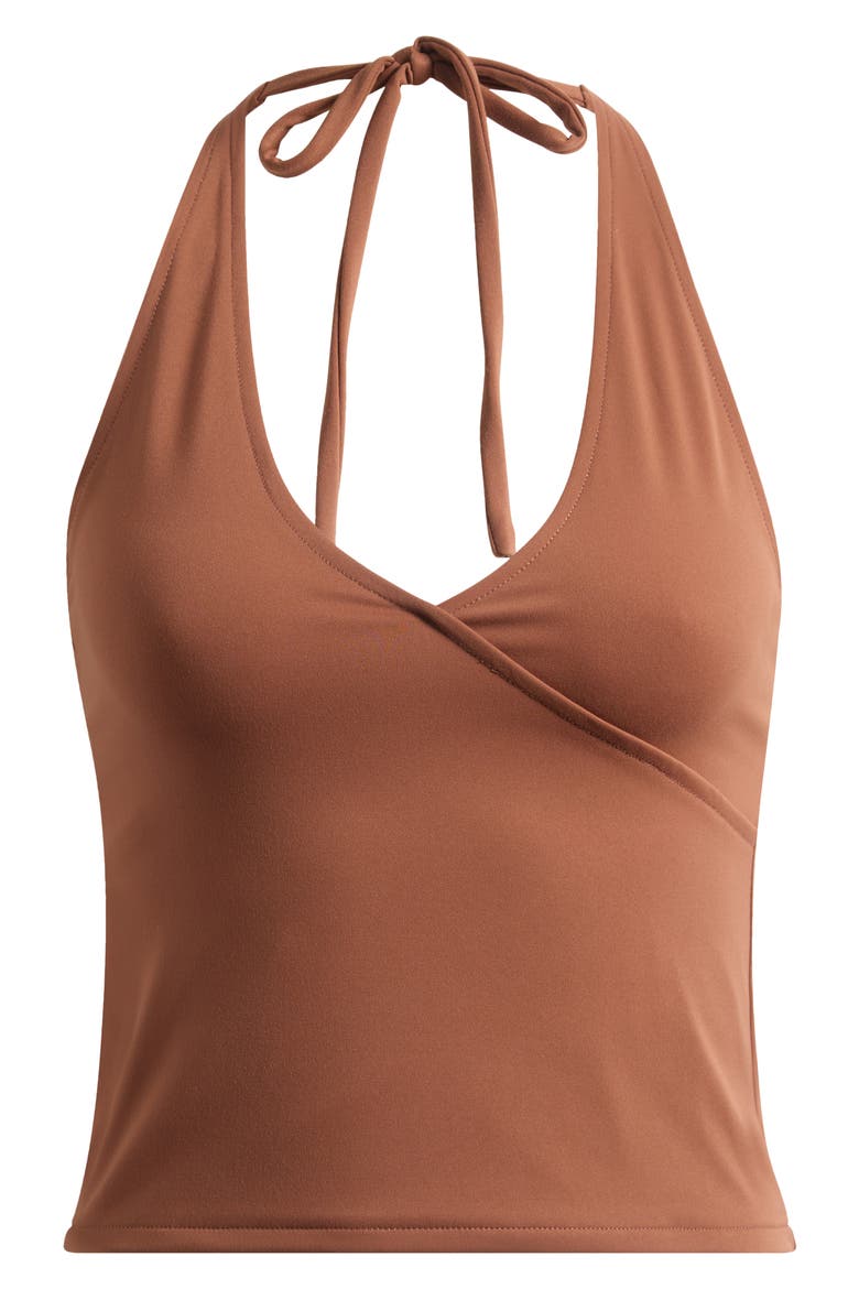 Camilla Knit Halter Neck Top, Alternate, color, BROWN