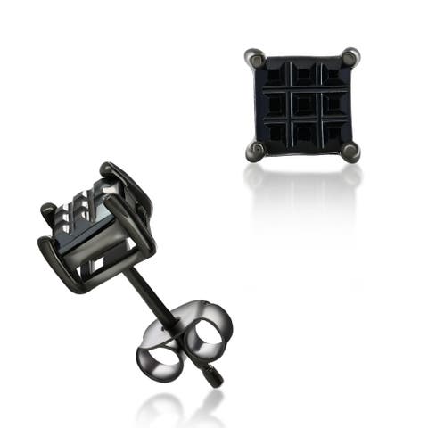 Sterling Silver Black Rhodium Plated Small Studs