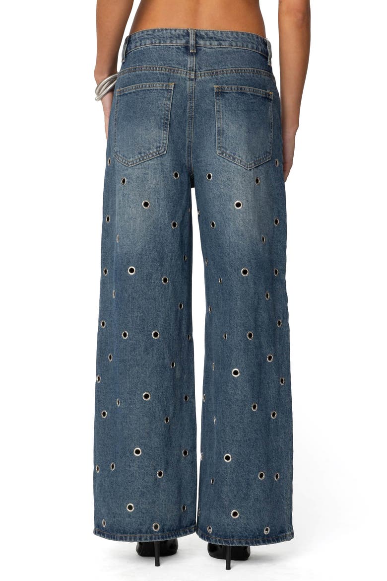 Jainie Grommet Low Rise Jeans, Alternate, color, BLUE-WASHED