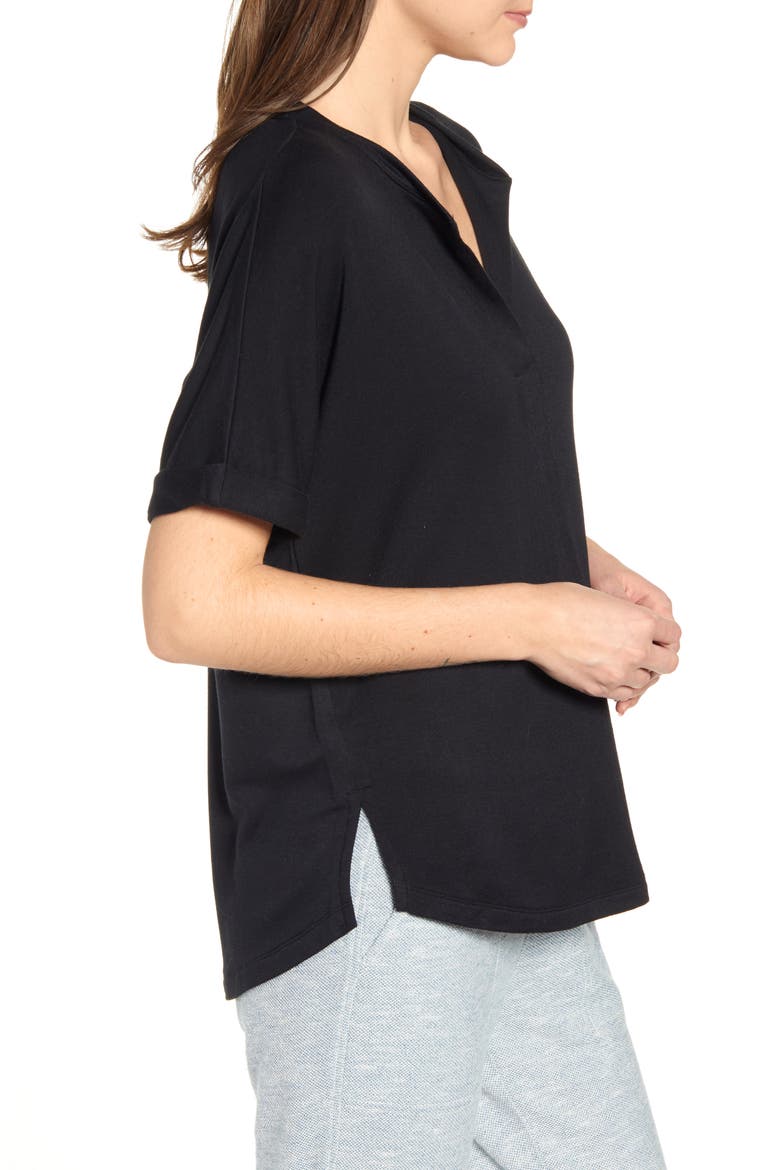 Signaturesoft Split Neck Tee, Alternate, color, BLACK