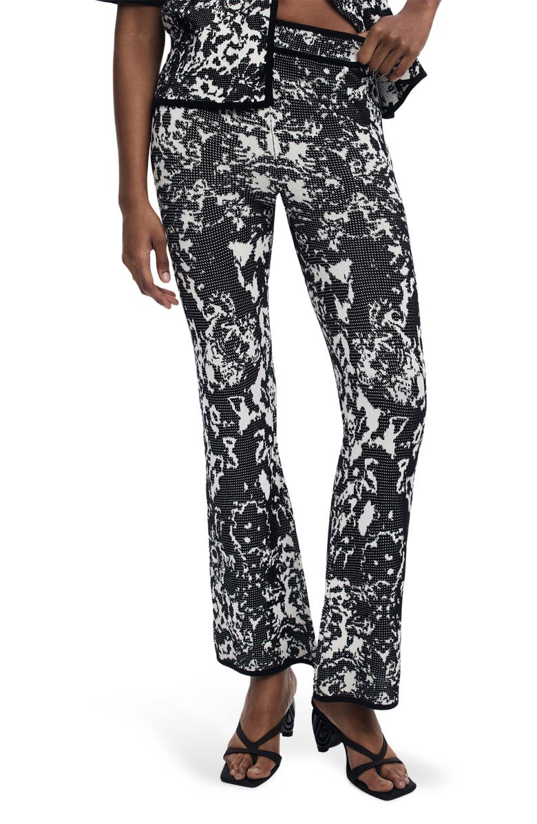 Desigual Geo Print Straight Leg Pants, Main, color, Black