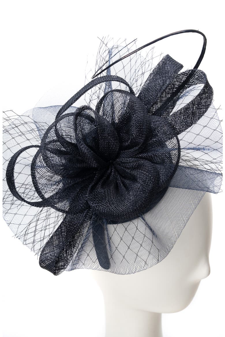 Sinamay Swirl Fascinator, Alternate, color, NAVY