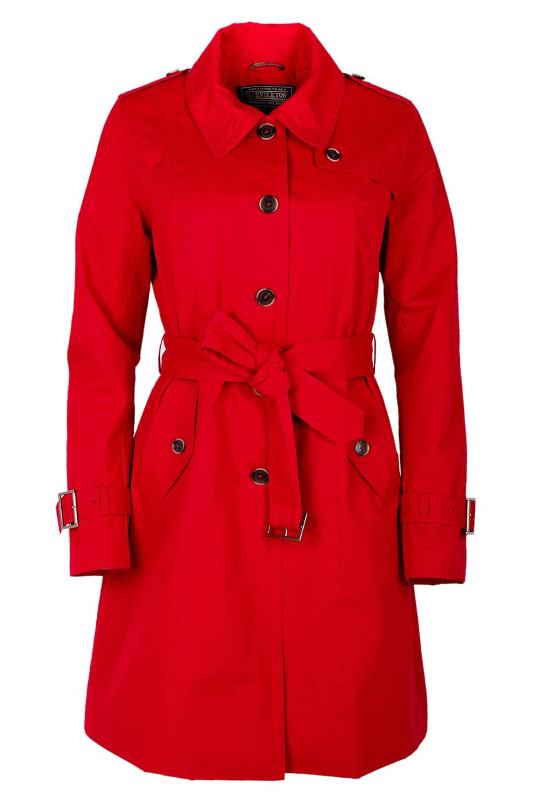 Bridgeport Water Repellent Trench Raincoat, Alternate, color, RED