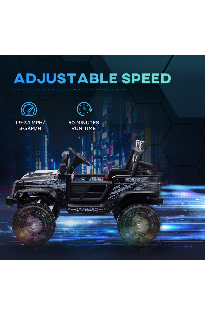 Qaba 12V Kids Ride on Truck w/ Remote, 4 Suspension Wheels, Alternate, color, Black