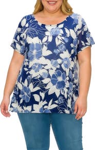 Standards & Practices Textured Floral Print Top