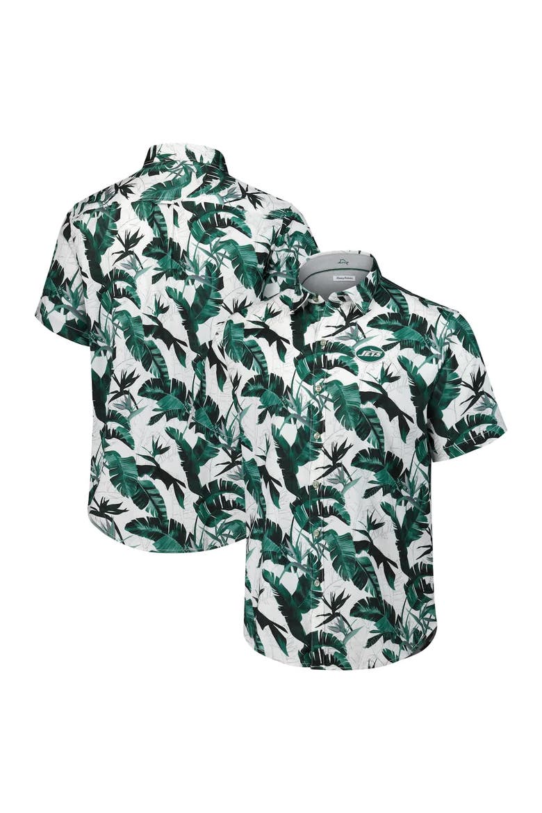 Men's Tommy Bahama Green New York Jets Sunnyvale Blooms Camp Button-Up Shirt, Main, color, Green