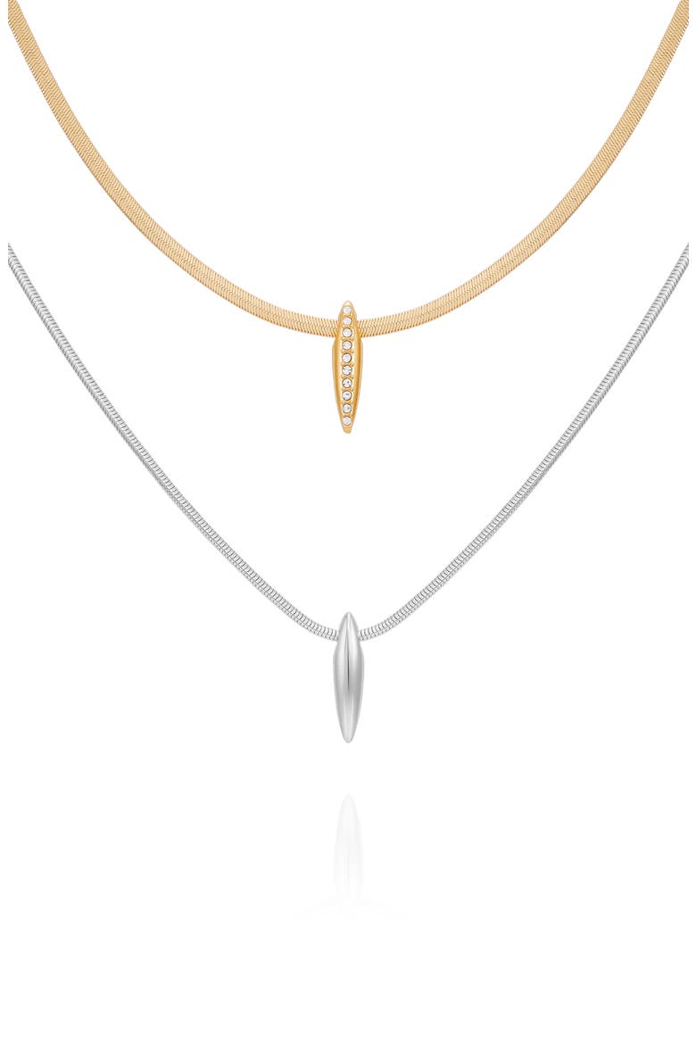 Set of 2 Layered Necklaces, Main, color, TWO-TONE