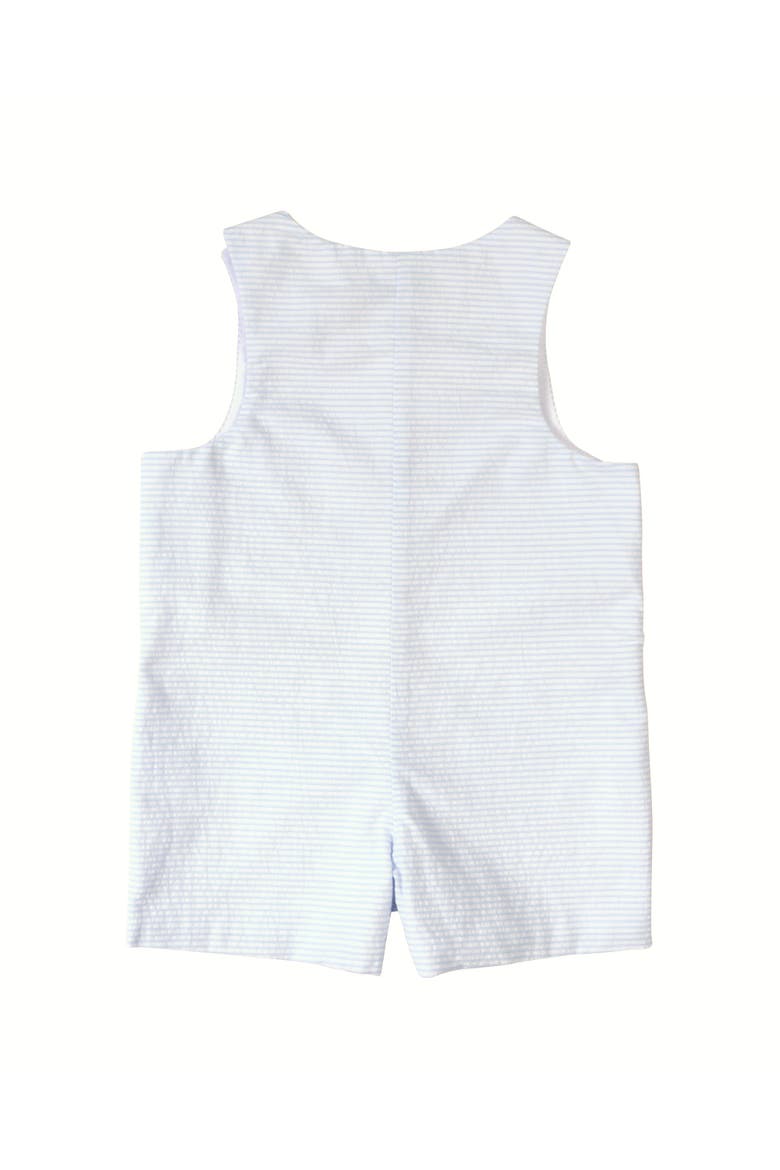 Seersucker Shortall With Present Puppy, Alternate, color, Lt Blue/White
