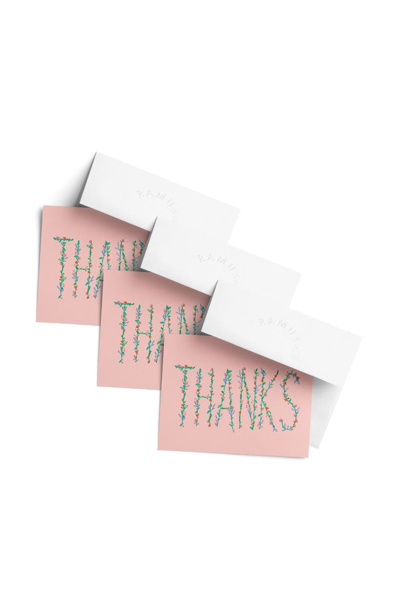 Ramus & Co Thank You Greeting Card Pack (3ct) "Thanks Pink", Main, color, Multi-Pack