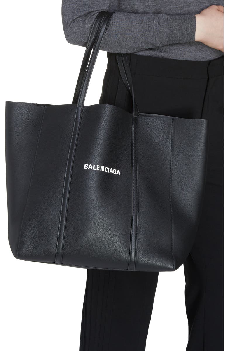 Balenciaga Small Everyday Logo Calfskin Tote, Alternate, color,