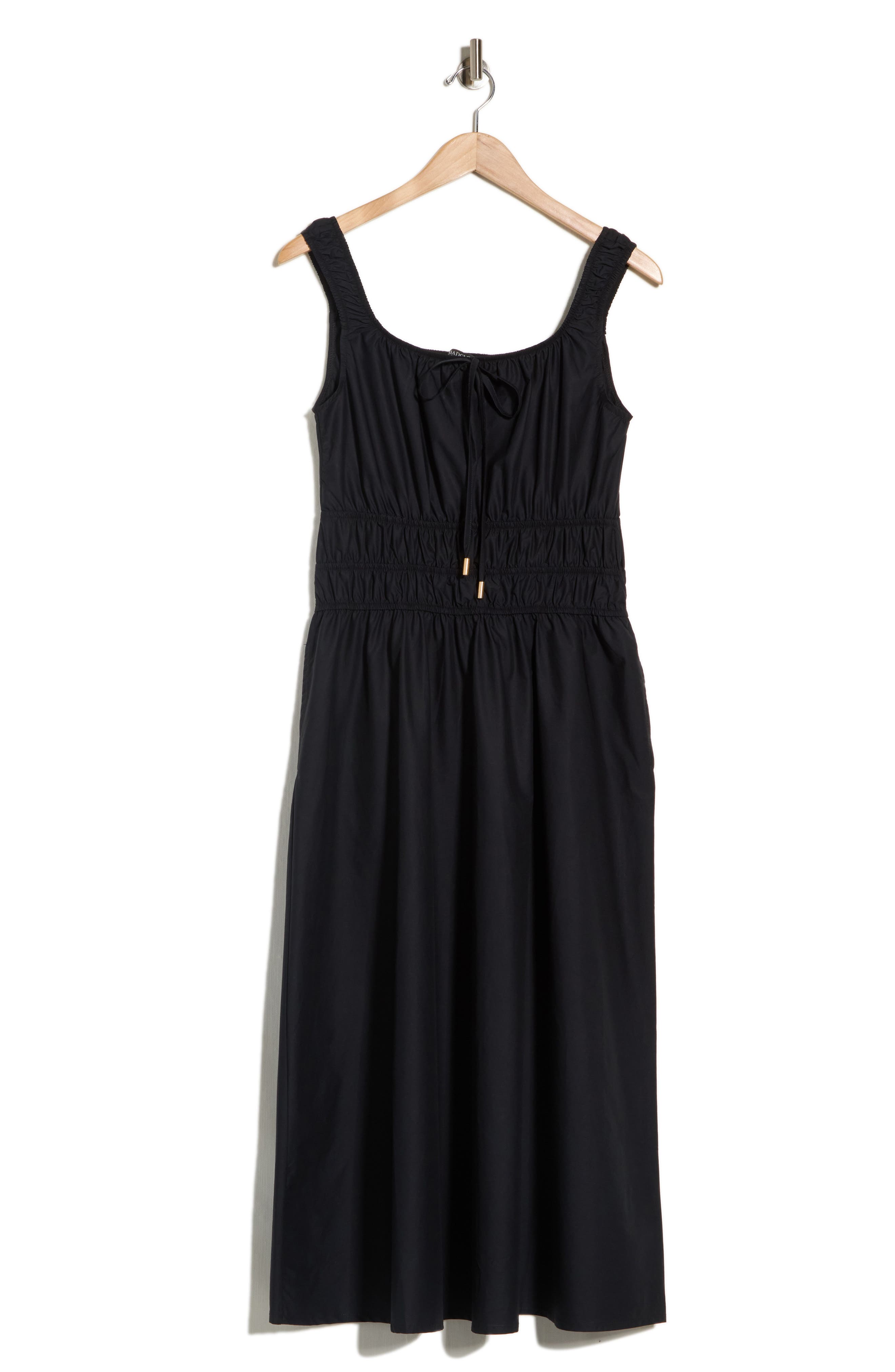Cotton Square Neck Smocked Waist Midi Dress