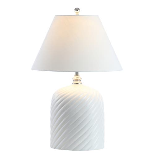 Jonathan Y Serge Swirl 28.5 Ceramic Bohemian Glam Led Table Lamp In White